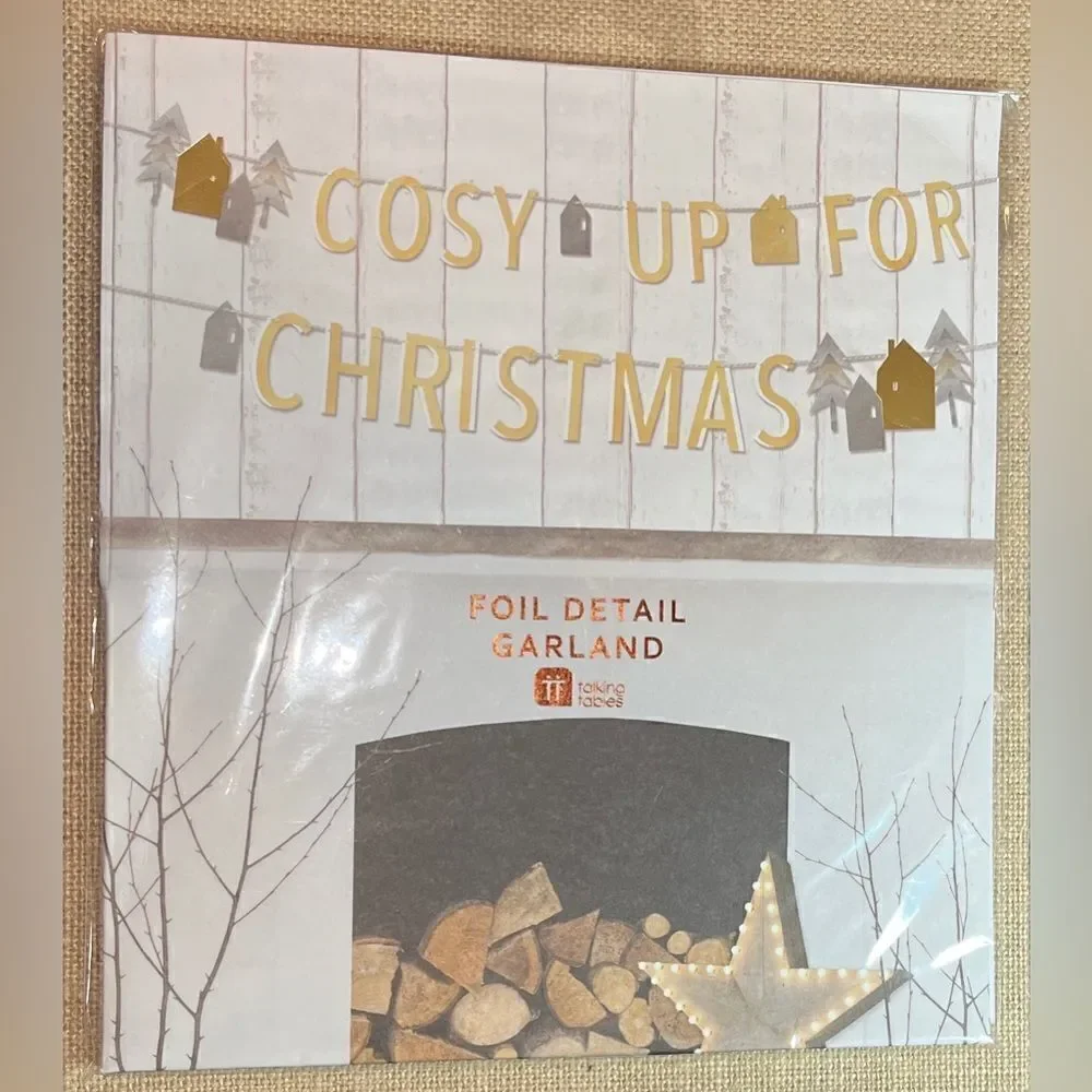 Cosy Up for Christmas Paper Banner Gold Foil Garland - large - new - 2.5M UK - Picture 1 of 4
